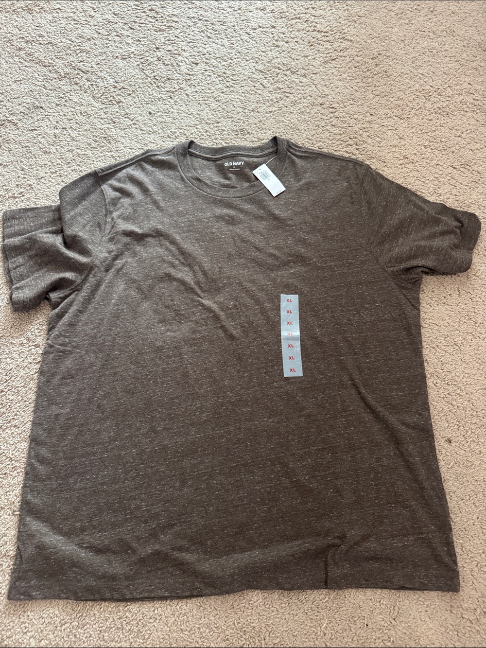 Old Navy Men's Heathered Dark Brown Crew Neck T-Shirt